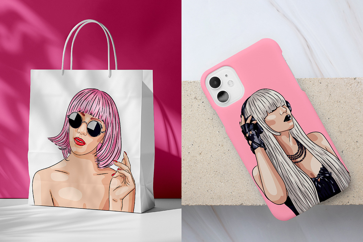 Vector Fashion Girl Portraits, a Person Illustration by Iryna Denysova (Photo 8 of 11)