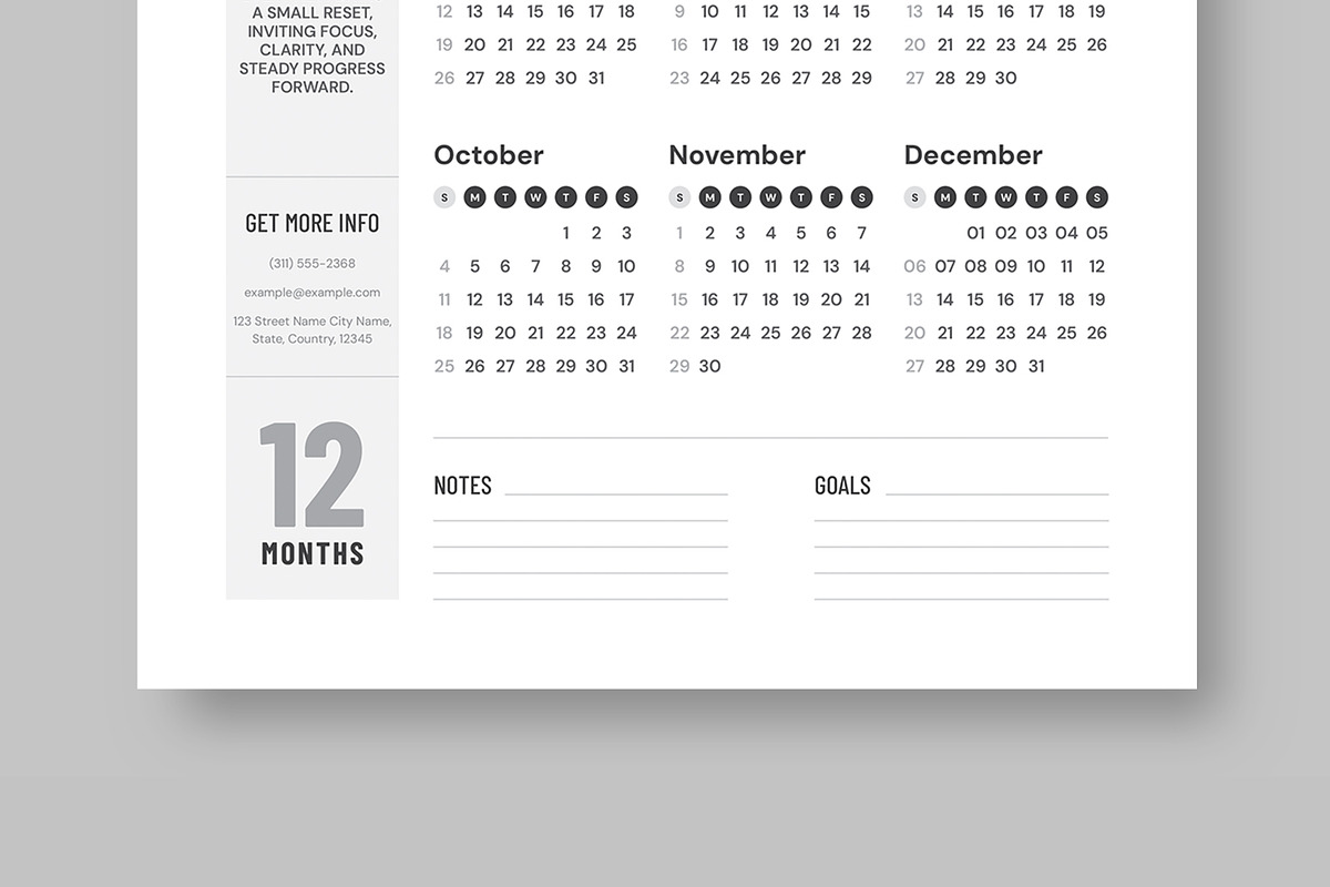 Minimal Calendar for 2026 to 2028, a Stationery Template by ContestDesign (Photo 3 of 4)