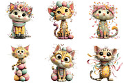 Whimsical Easter Cats Clipart, an Illustration by CraftArtStudio (Thumbnail 3 of 6)