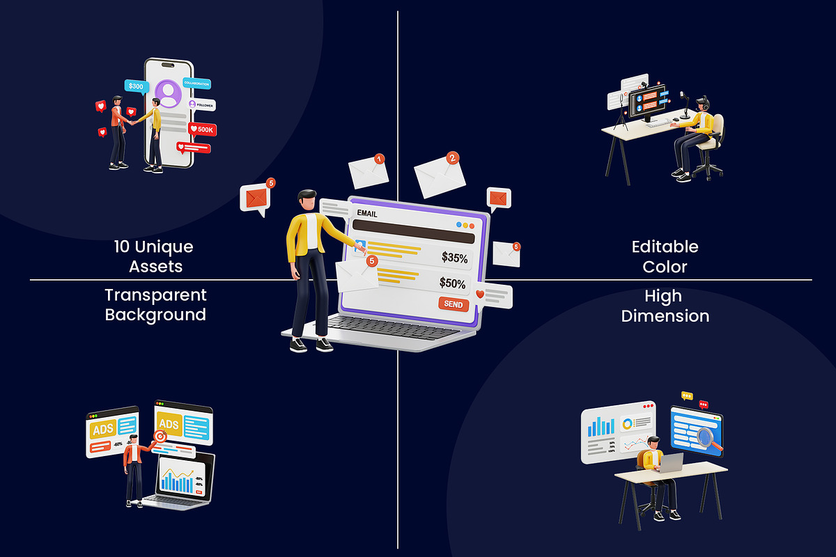 Marketing Activities 3D Illustration, a 3D by novia99design (Photo 3 of 6)