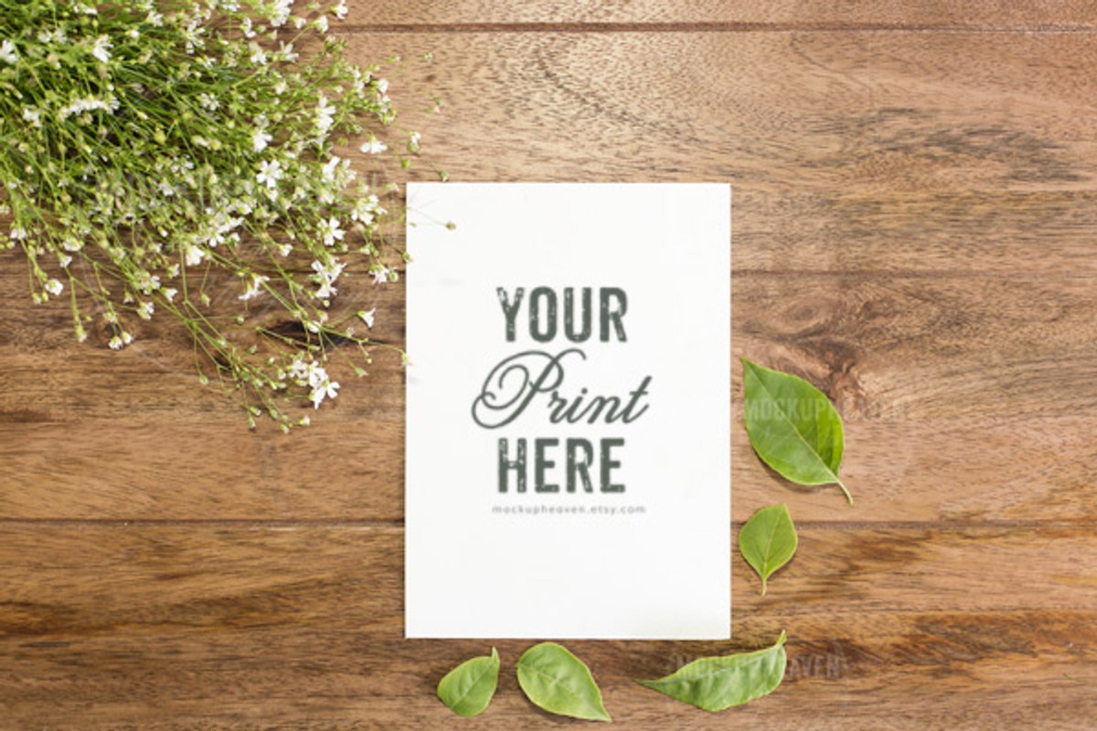 SET of 2 Rustic 5x7 Card Mockup, a Print Template by MockUpHeaven (Photo 1 of 4)