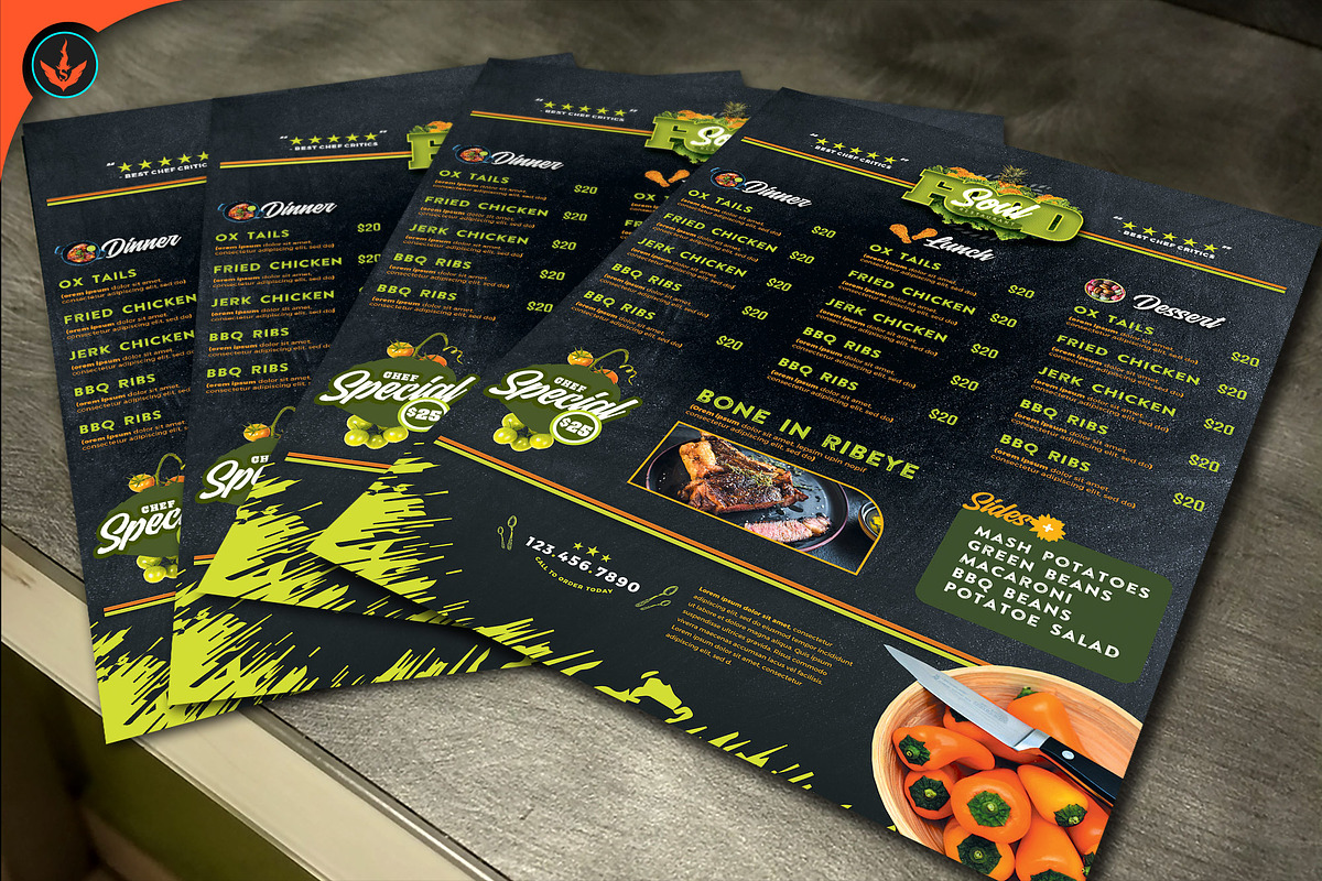Soul Food Restaurant Menu Flyer, a Flyer Template by SeraphimChris (Photo 5 of 13)
