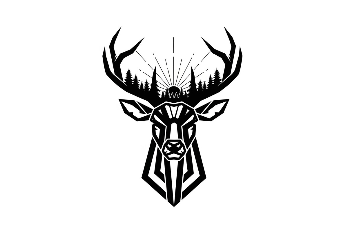 Artistic Geometric Deer Head Bundle, an Illustration by yasushie (Photo 3 of 31)