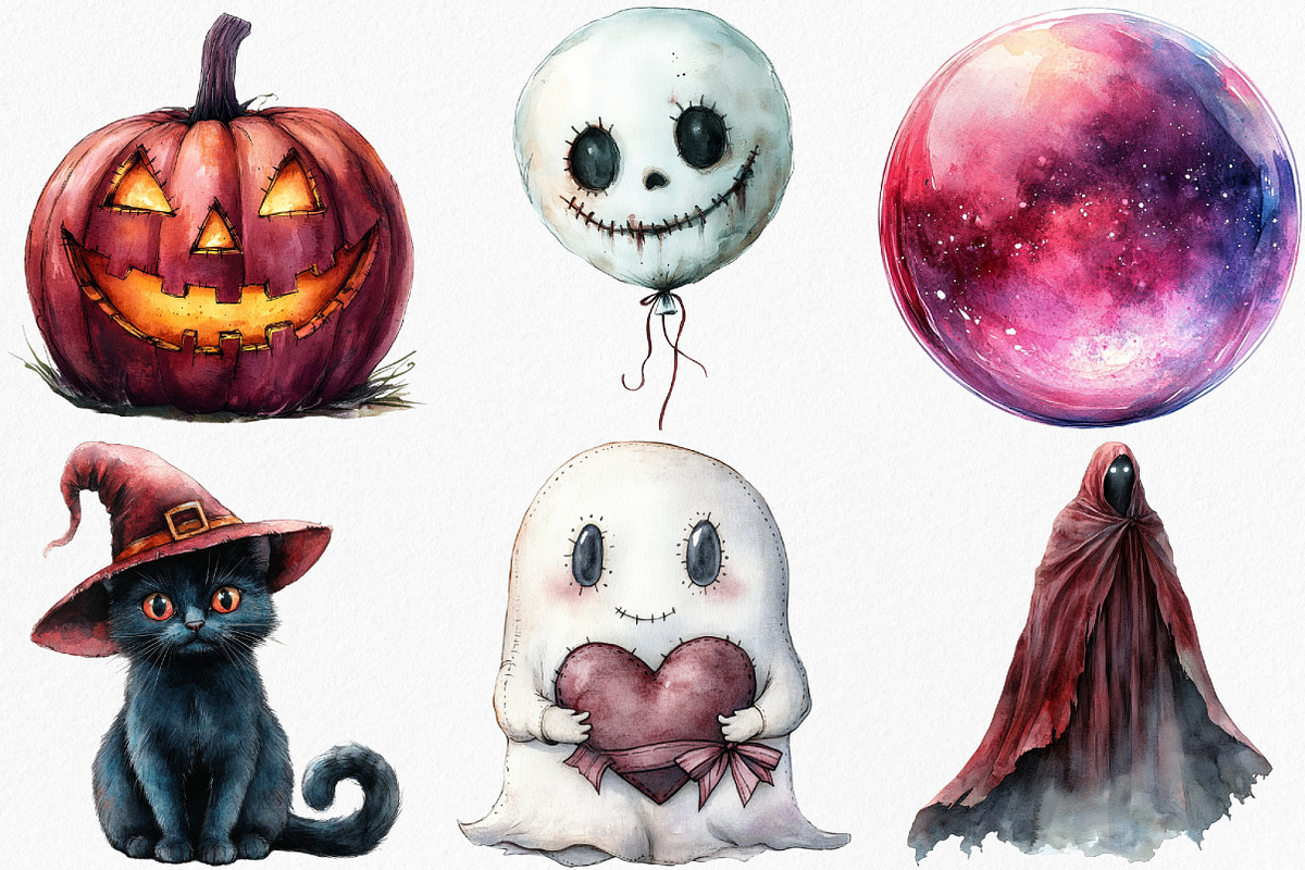 Watercolor Burgundy Halloween, an Illustration by Canvas Craft (Photo 2 of 8)
