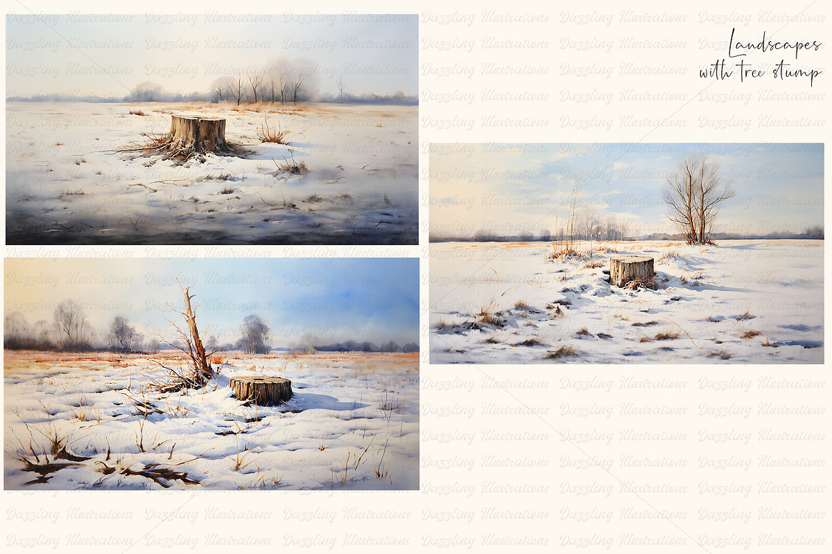 Watercolor Snowy Owls and Landscapes, an Animal Illustration by Dazzling Art Boutique (Photo 9 of 11)