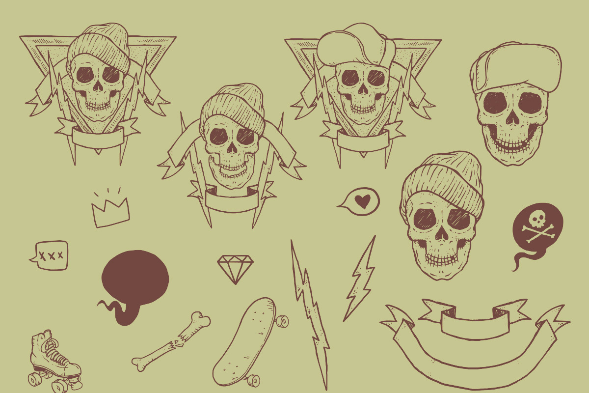 Old School Skateboarding Vector Pack, an Education Illustration by danielcomerci (Photo 2 of 3)