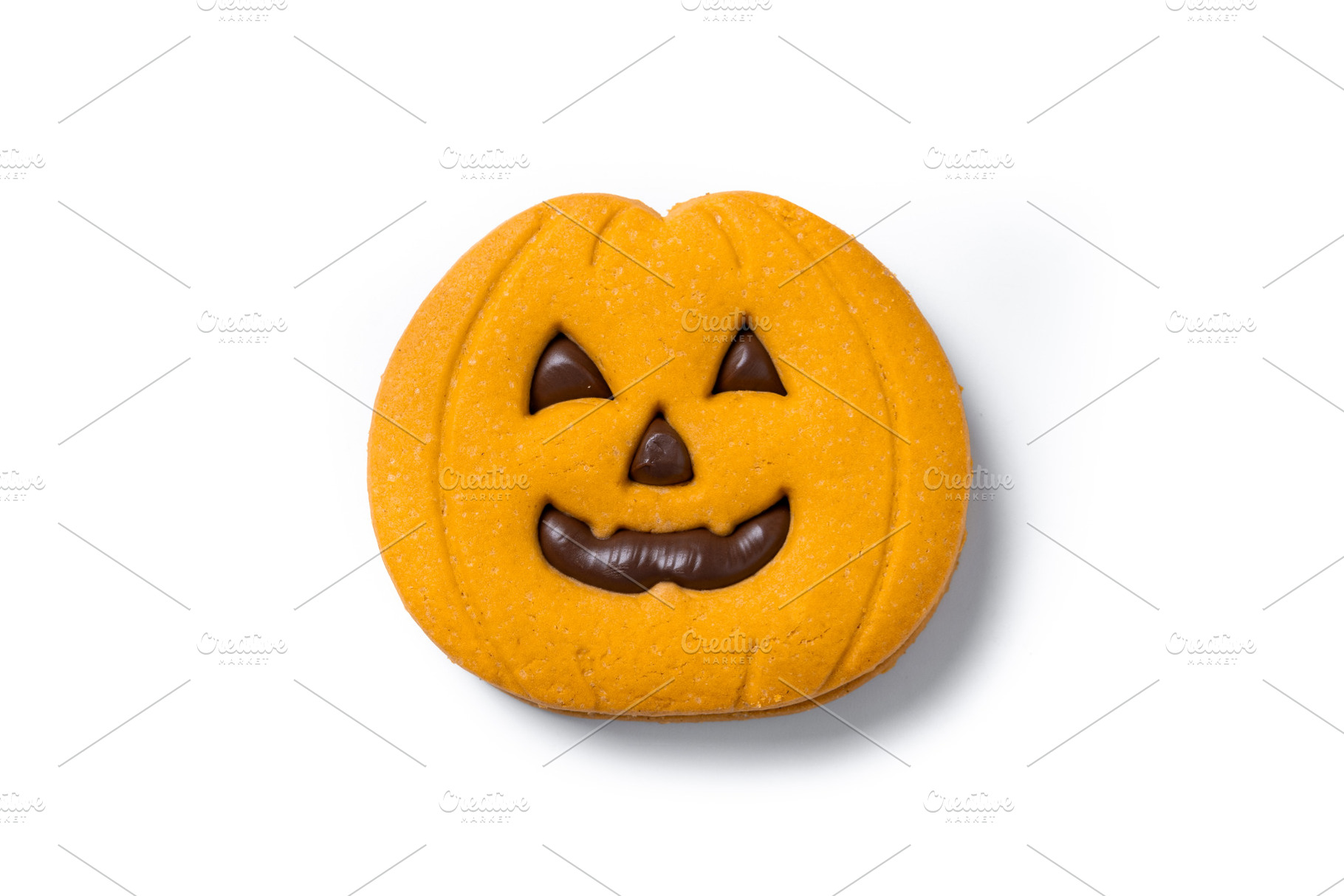 Halloween pumpkin cookie with chocolate, a Food & Drink Photo by etorres69