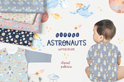Little Astronauts - Space Watercolor, an Illustration by natalisart (Thumbnail 1 of 8)