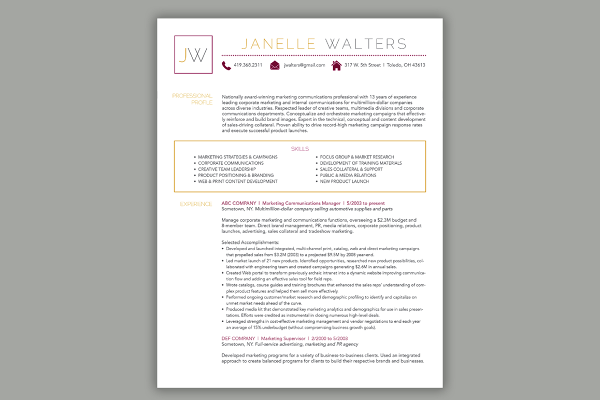 4 Piece Resume Package - Marketing, a Resume Template by Scribbled Napkin Design (Photo 2 of 5)