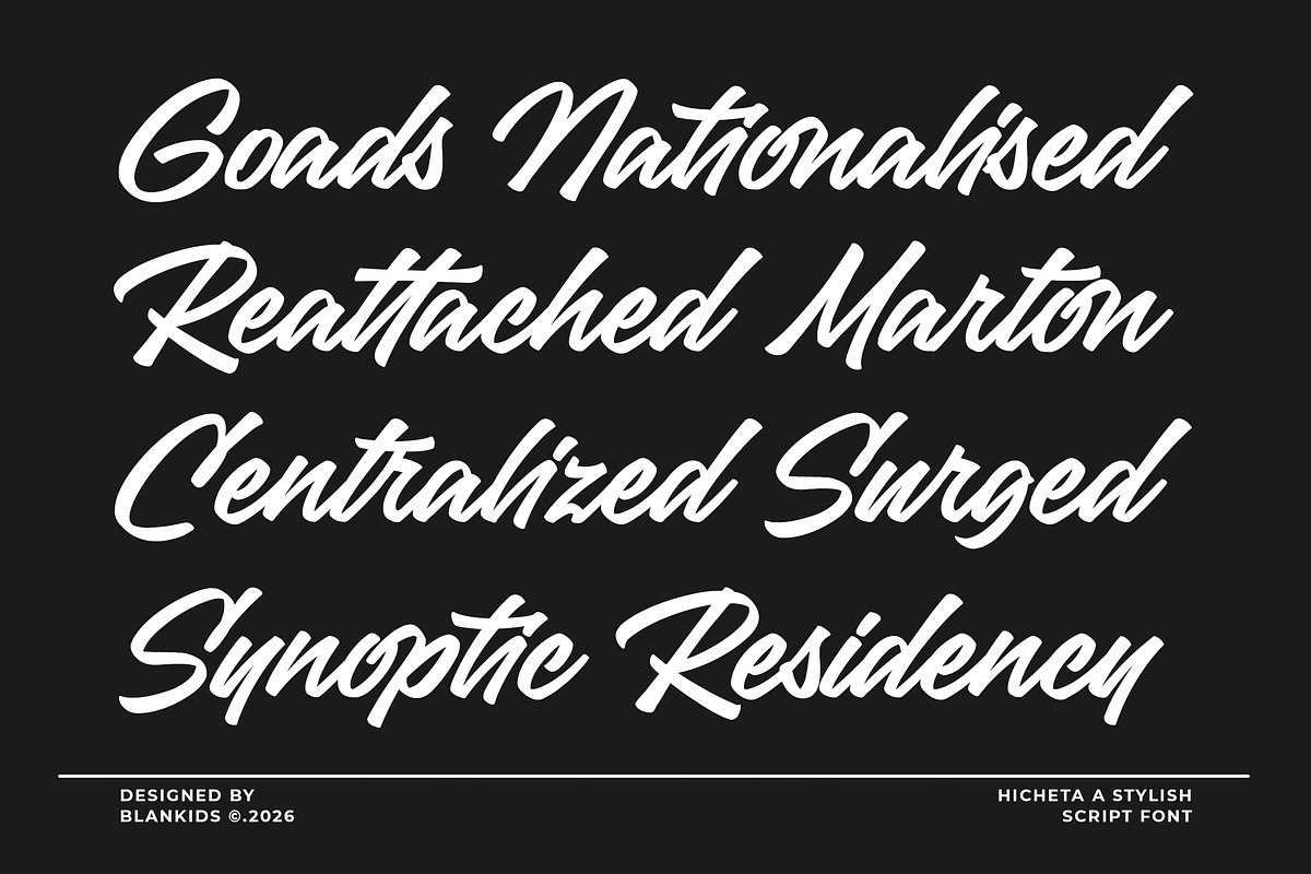 Hicheta a Modern Stylish Script Font, a Script Font by Blankids Studio (Photo 5 of 12)