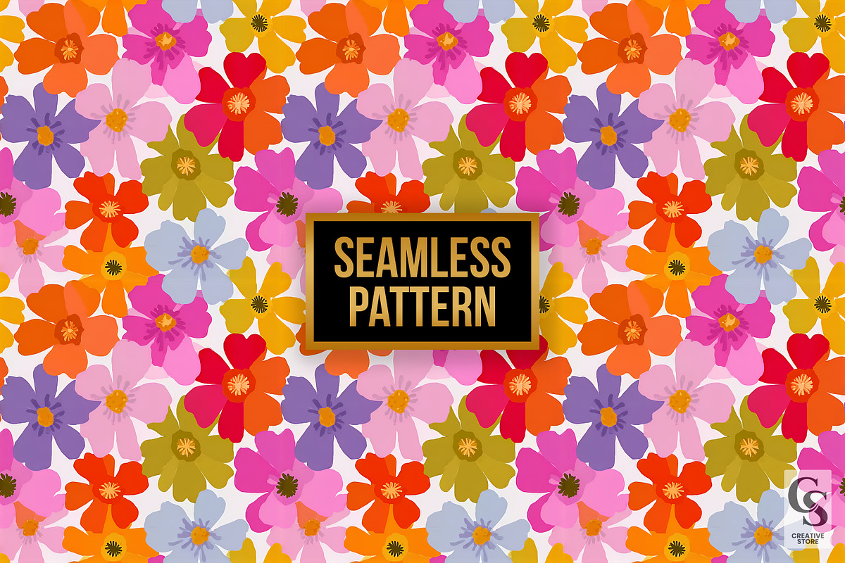 Colorful Whimsical Flowers Patterns, a Pattern Graphic by Creative Store (Photo 2 of 5)