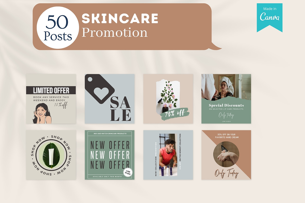 300 Skincare Canva Templates, a Social Media Template by Viral Content Design (Photo 5 of 7)