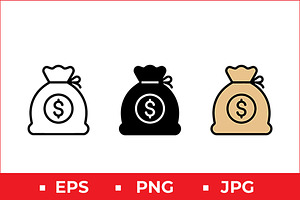 Money Bag Icons, a Solid Icon by Artonix