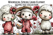 Whimsical Spring Lamb Clipart, an Illustration by Dream Creation (Thumbnail 1 of 7)