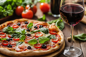 Freshly made pizza topped, a Photo by Pavel_design