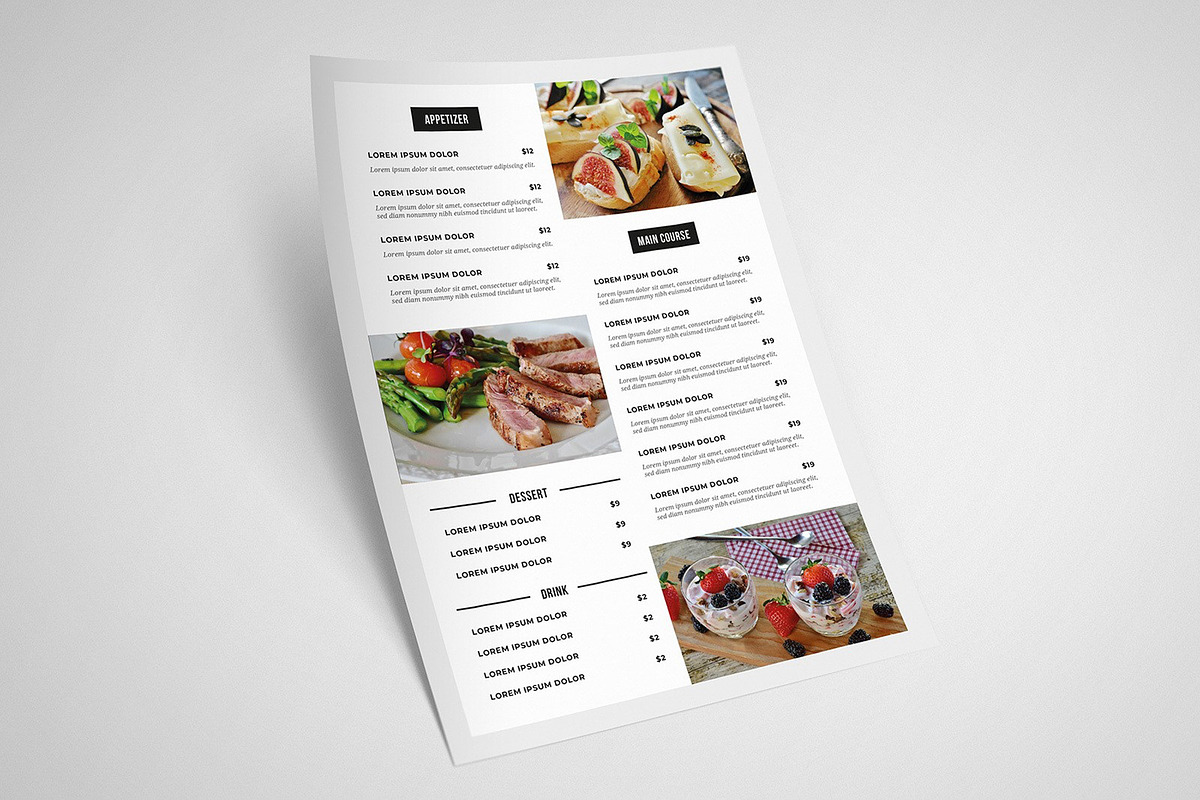 Minimal Food Restaurant Menu, a Flyer Template by Medialoot