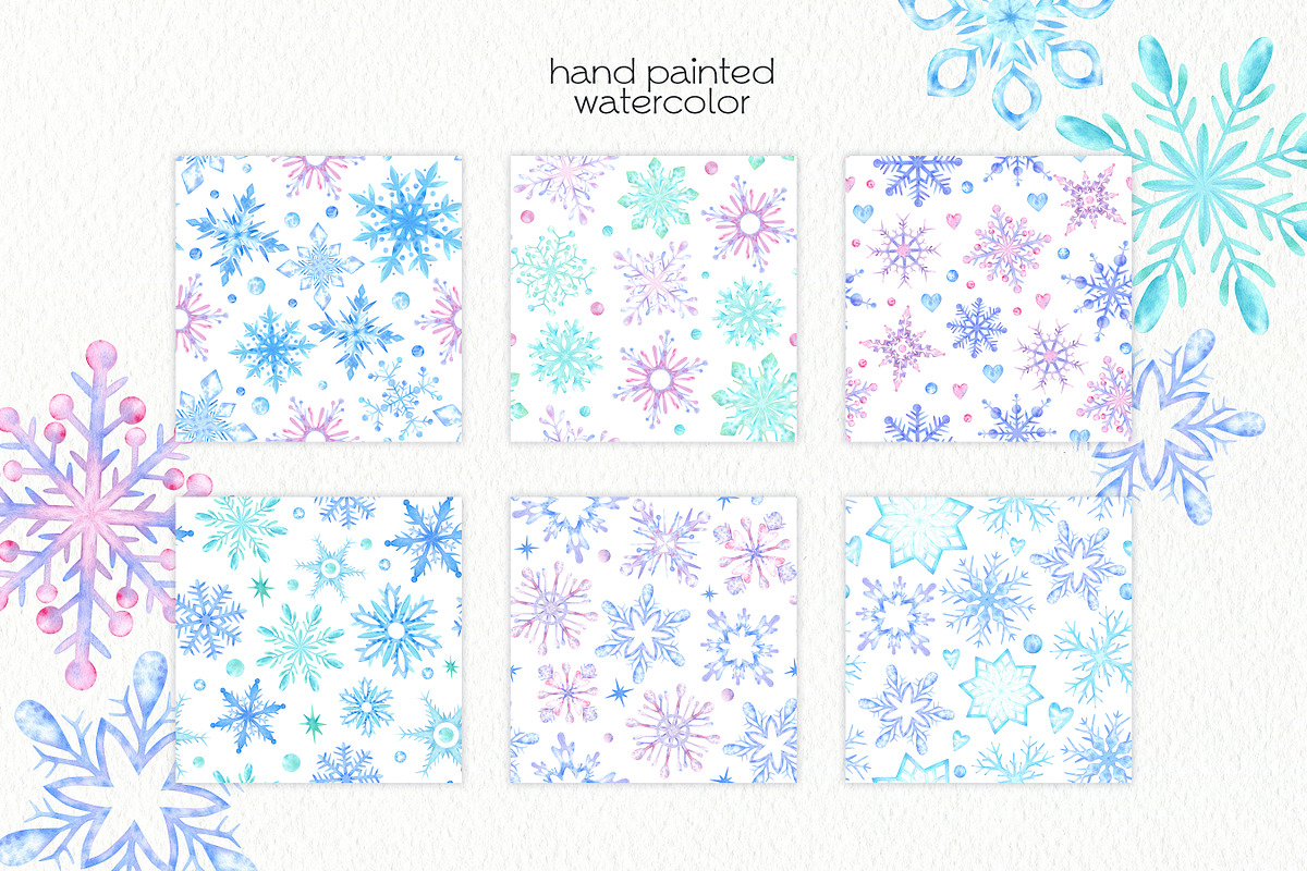 Watercolor Snowflakes, an Illustration by OllyKo Art (Photo 5 of 9)
