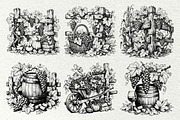 Grape Harvest Vineyard Graphics, a Decorative Illustration by DENIDigitalArtSudio (Thumbnail 4 of 6)
