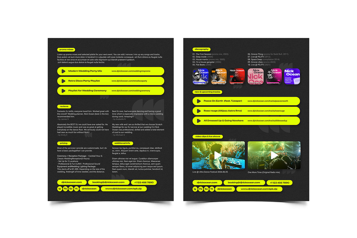 DJ Press Kit & Resume Template / EPK, a Resume Template by vinyljunkie (Photo 3 of 5)