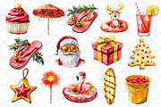 Watercolor Christmas in July Clipart, an Illustration by Dream Creation (Thumbnail 2 of 4)