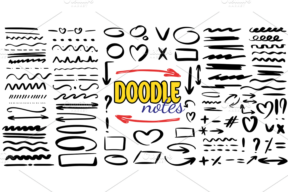 Big set of doodles and ink scribbles, an Object Illustration by Tati_Kli