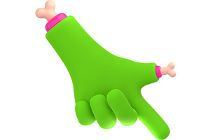 Zombie Hand Pointing Finger, 3D