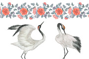 Two cranes and chinese peony, a Pattern Graphic by ramika (Thumbnail 4 of 6)