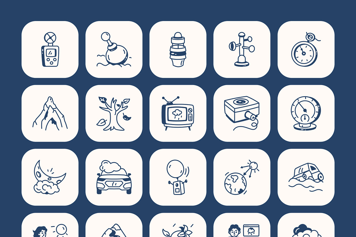 Weather Doodle Art Set, an Outline Icon by Vectors Market (Photo 8 of 8)