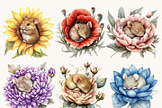 Mice in a Flower Clipart Bundle, an Animal Illustration by Design Scotch (Thumbnail 4 of 8)