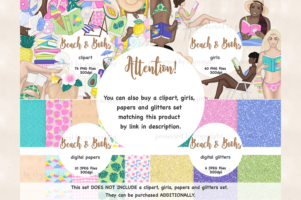 Beach Scene Creator Vacation Clipart, a Seasonal Illustration by GlamArtZhanna (Photo 3 of 3)