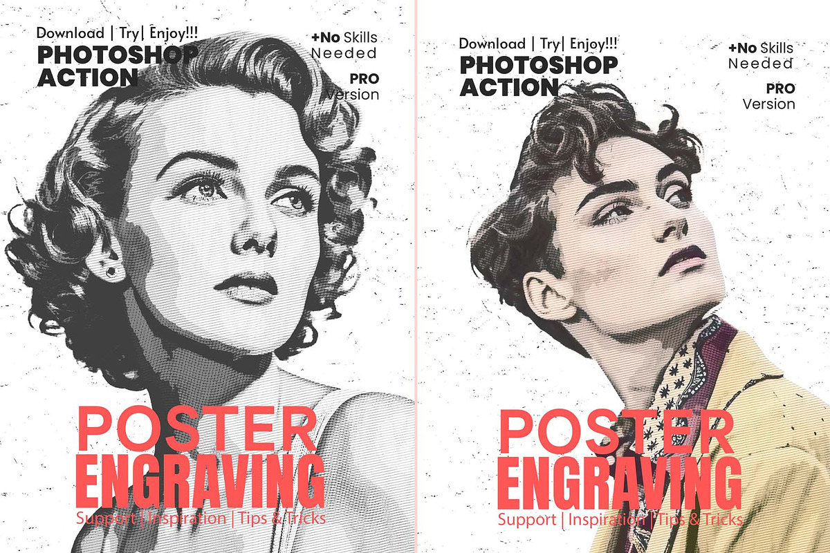 Poster Engraving Photoshop Action, an Action Add-On by MRI STUDIO (Photo 1 of 16)