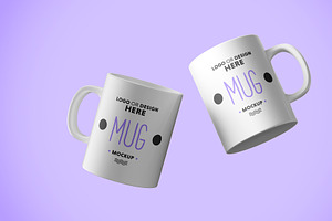 White Ceramic Double Mug Mock-up