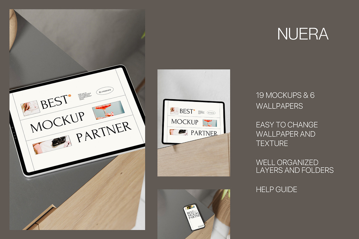 NUERA - Warm Vibes Mockup Bundle, a Device Mockup by Creavora (Photo 8 of 10)