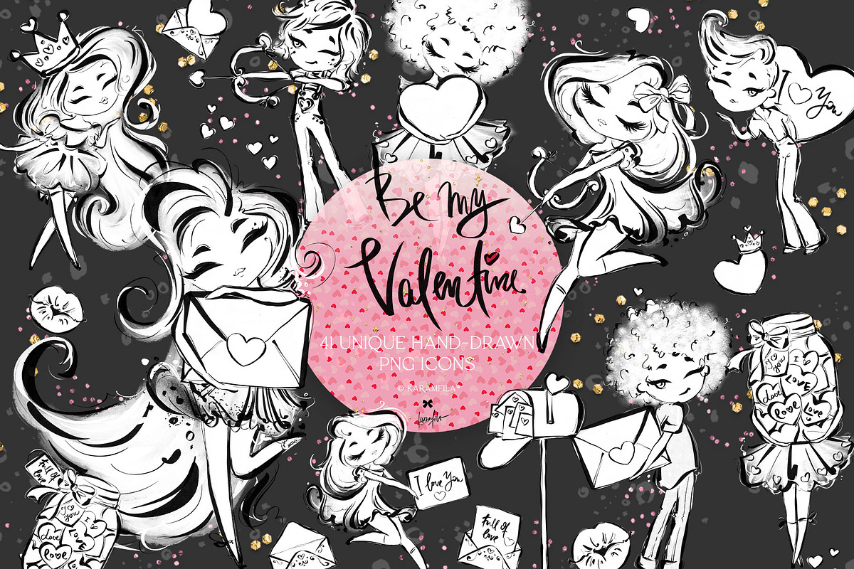 Valentine's Day Clipart Doodle Icons, an Outline Icon by KaramfilaS (Photo 1 of 6)