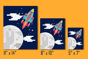 Fly To The Moon Art Print, a Decorative Illustration by Cozy Cat Design (Thumbnail 3 of 3)