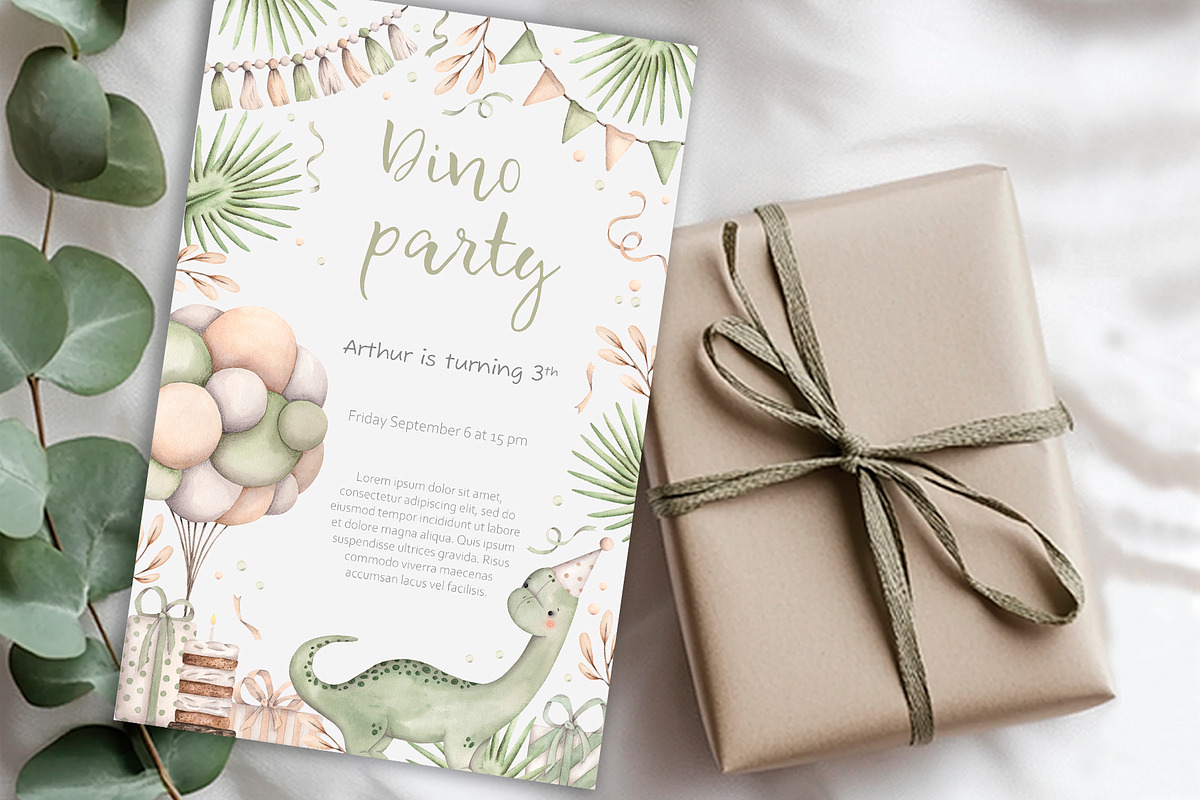 Dinosaur party, an Animal Illustration by NellyaEgorova (Photo 6 of 10)