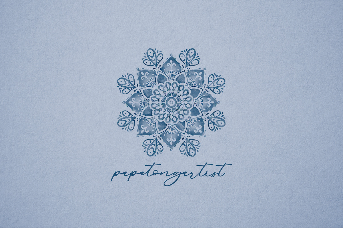 Watercolor & Gold Floral Mandala, a Decorative Illustration by Papatongartist (Photo 9 of 9)
