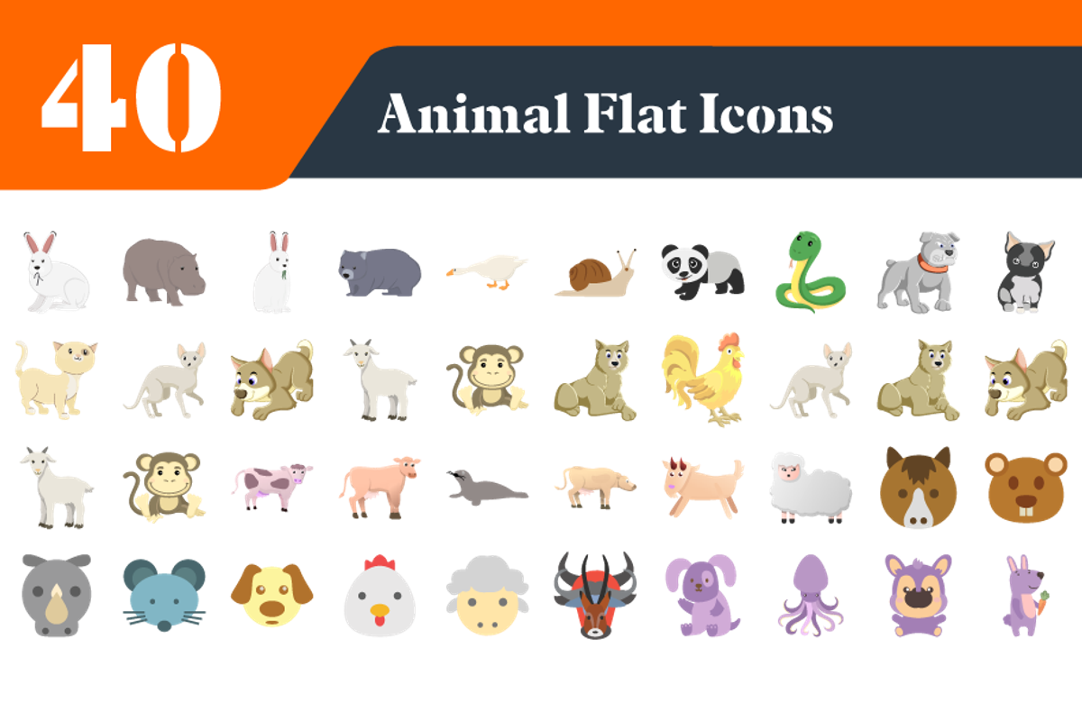Animal Flat Icons Bundle, an Emoji Icon by EllaMaiyaali (Photo 3 of 3)