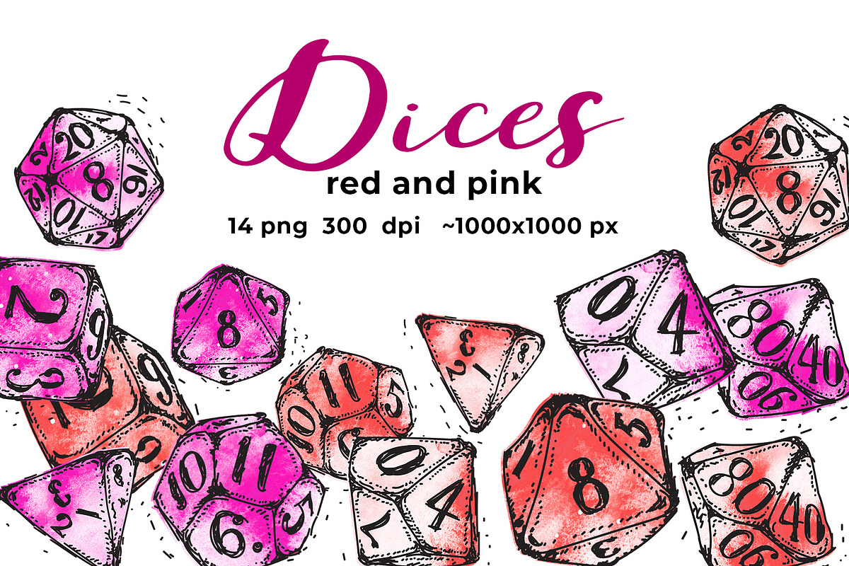 Red and pink dices, an Illustration by Scarlet Island