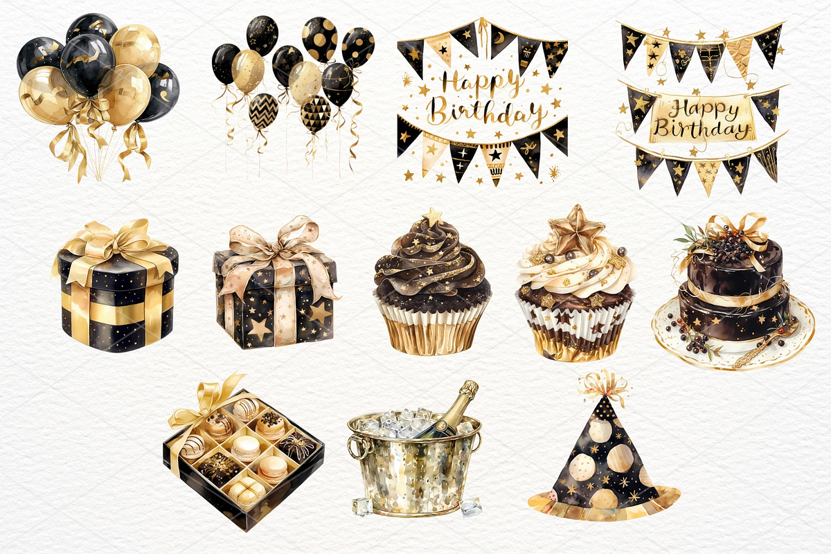 Birthday Party Watercolor Clipart, an Illustration by Maysa Art (Photo 4 of 5)