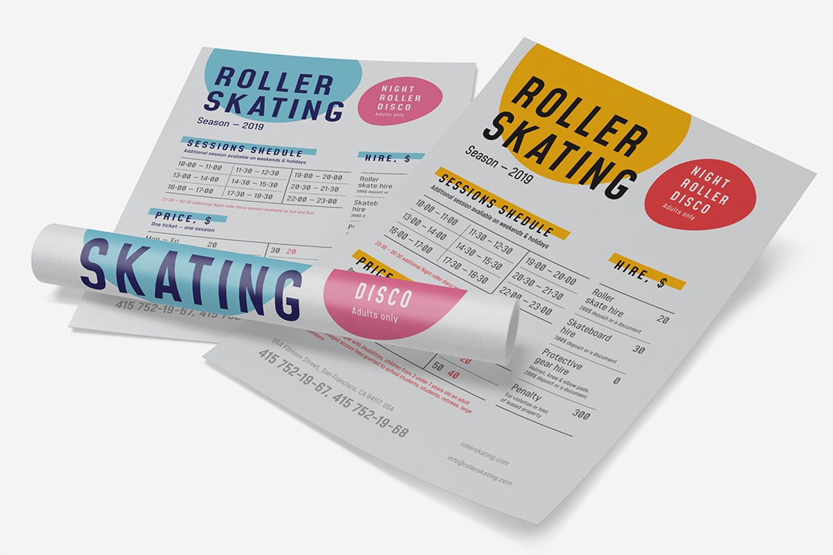 Roller Skating Event Schedule Poster, a Flyer Template by Danil Polshin
