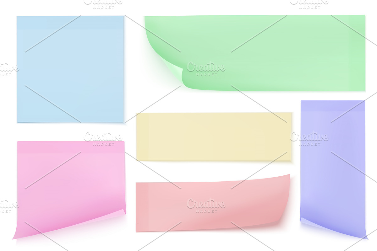 Colorful memo sheets with post notes, an Object Illustration by art PVP - market