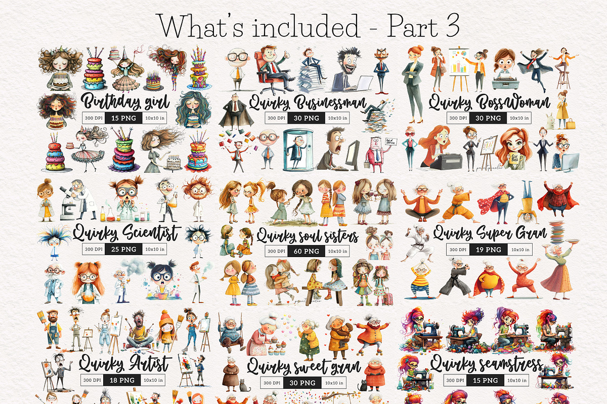 Whimsical People Clipart Bundle, a Person Illustration by PaintPixelCo (Photo 15 of 15)
