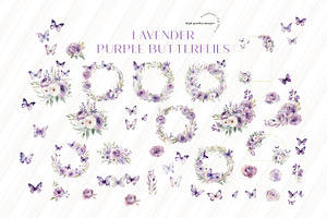 Lilac Lavender Butterflies Clipart