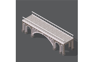 Isometric drawing of a stone bridge, an Object Illustration by piter.goskov
