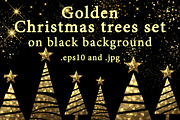 Golden Christmas trees set, a Decorative Illustration by Vjom (Thumbnail 1 of 12)