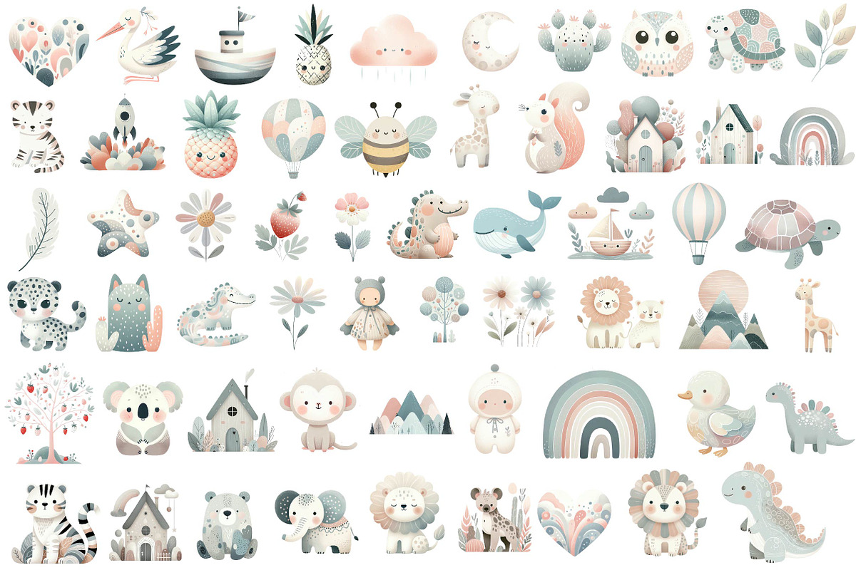 Boho Doodle Baby watercolor Clipart, an Illustration by CreationArt (Photo 3 of 5)