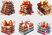 Autumn Bow Book Stack Clipart, an Illustration by Black Bird Studio (Thumbnail 2 of 4)