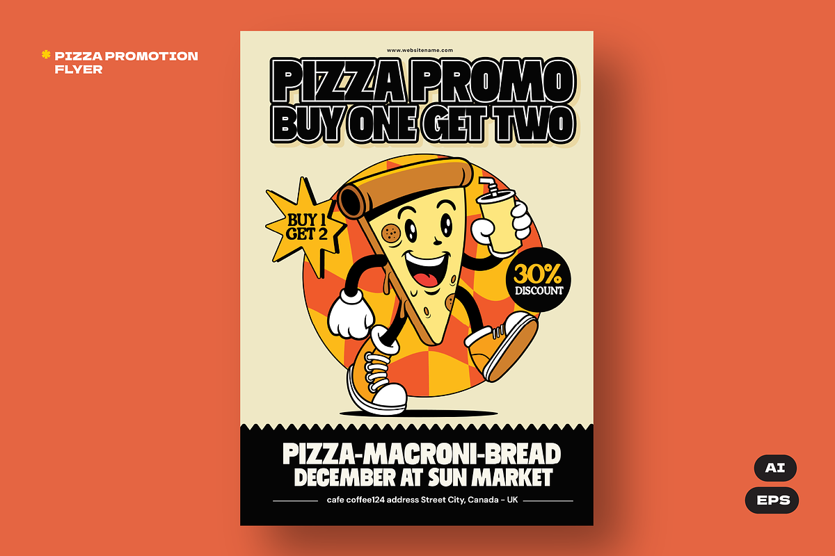 Retro Pizza Flyer, a Flyer Template by Fortunes Co