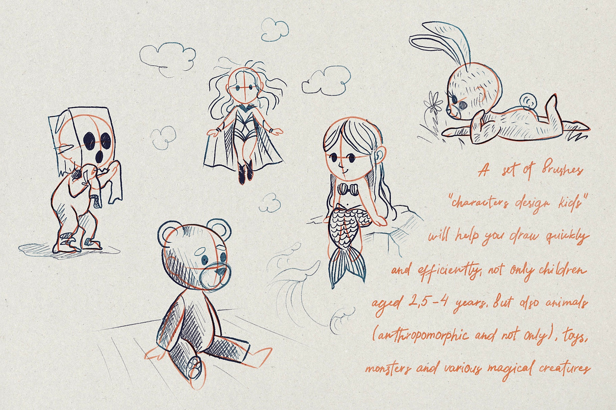 Character Design Kids. Stamp Brushes, a Brush Add-On by Maria Summer (Photo 9 of 10)